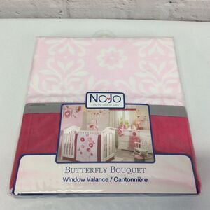 NoJo Window Valance “ Butterfly Bouquet” Tab Top Pale Pink Floral Cottage Girl